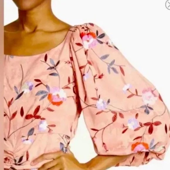 🆕 ByTiMo Ruched Embroidered Jacquard Mini Dress Floral Medium - Picture 5 of 11